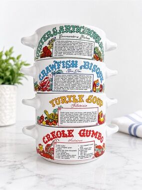 Ljungberg (Youngberg) Vintage New Orleans Recipe Soup Bowls - Set of 4